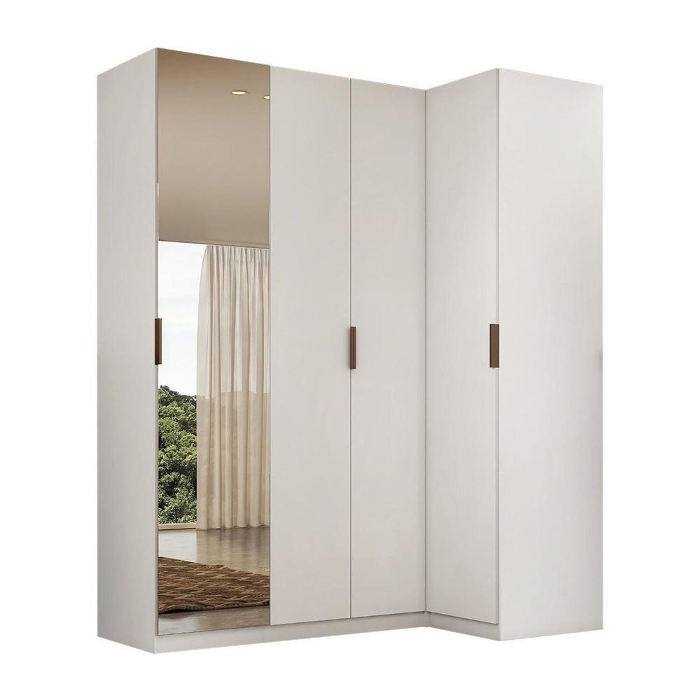 Miniatura Guarda-roupa de Canto Reto 4 Portas Espelho Altezza Slim Branco