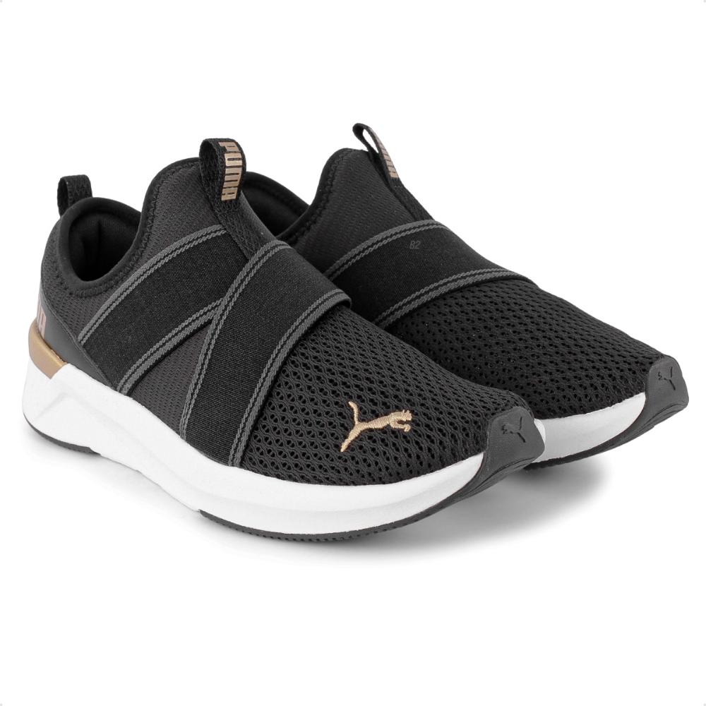 Miniatura Tênis Puma Softride Hearli Slip-On Feminino Preto / Dourado - 34