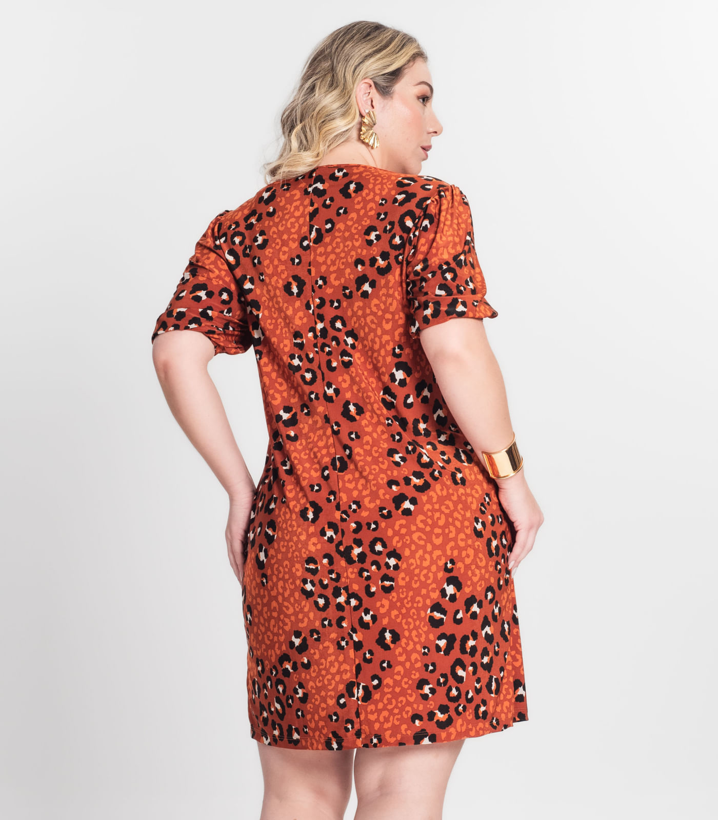 Miniatura Vestido Malha Fria Plus Infinita Cor Laranja Plus G1