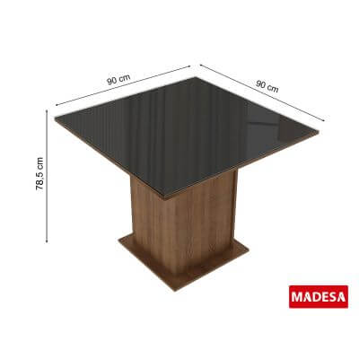 Conjunto Sala de Jantar Moscou Plus Madesa Mesa Tampo de Vidro com 4 Cadeiras Rustic/Preto Cor:Rustic/Preto