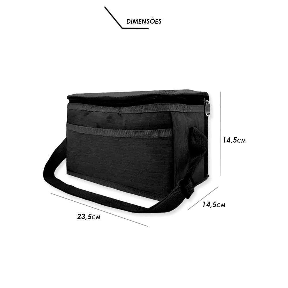 Miniatura Bolsa Térmica Porta Marmita Lanche Bebida Preta