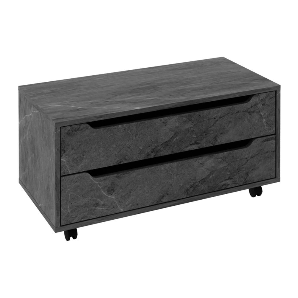 Miniatura Gabinete Banheiro 80cm 2 Gavetas Retrô com Rodízios Multimóveis CR10121 Mármore Lunar