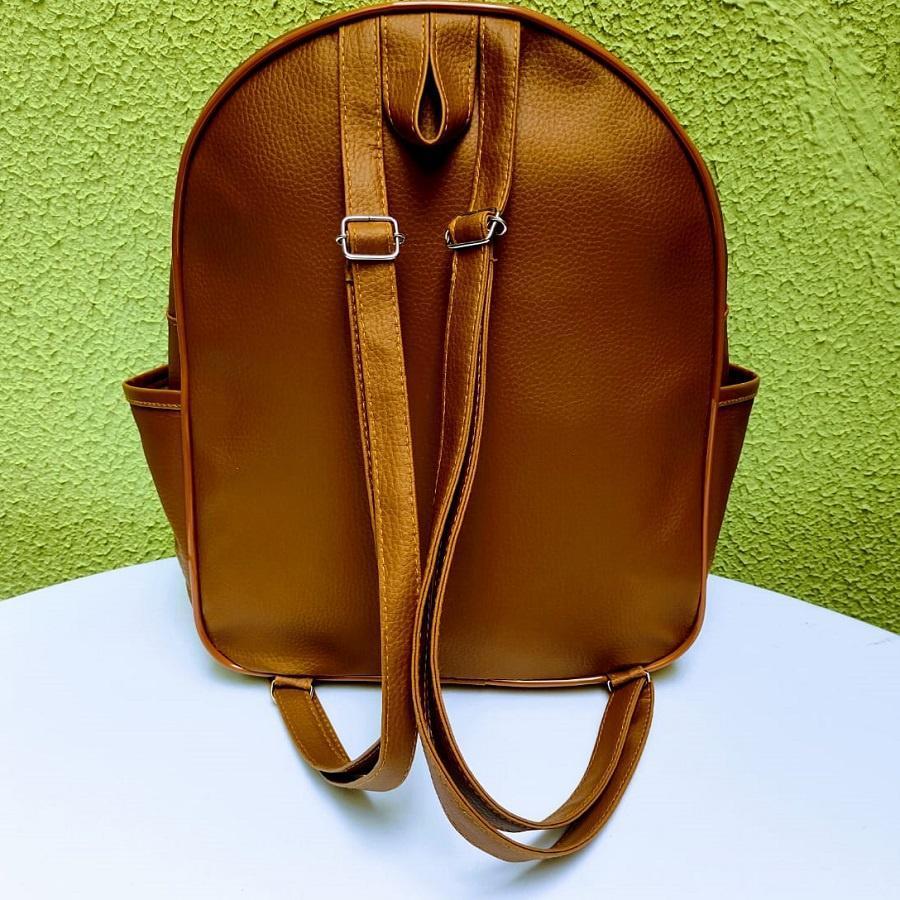 Miniatura Bolsa Mochila Marrom Claro Feminina Barata Moderna Elegante