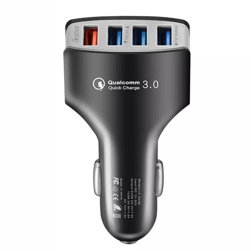 Miniatura Carregador Automotivo Turbo Qualcomm 3.0 4X Usb Preto