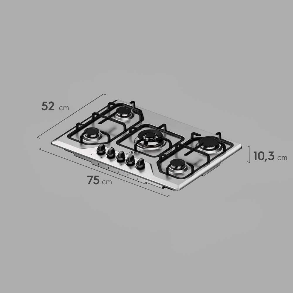 Cooktop Electrolux 5 Bocas Experience Inox Grades Duplas Ferro Fundido (KE5XC)
