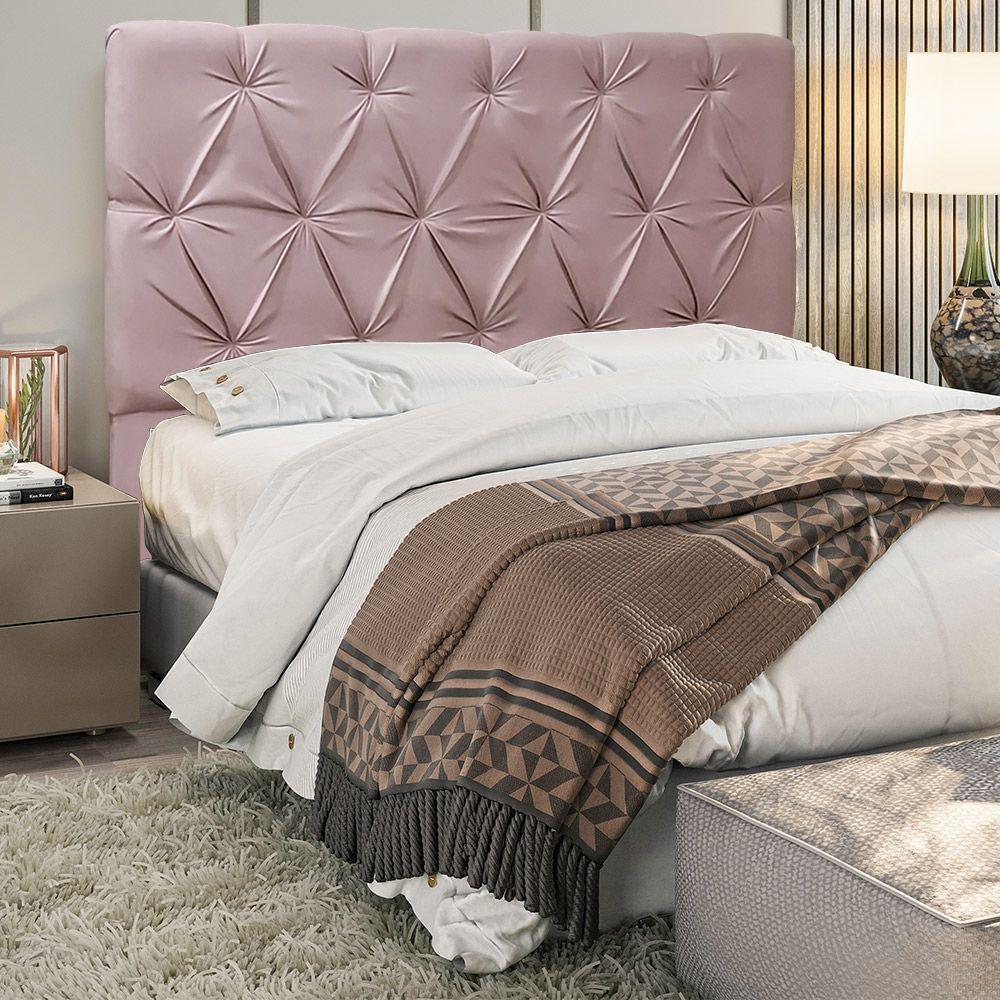 Cabeceira Estofada Star 1,40 Solteiro Veludo Rose