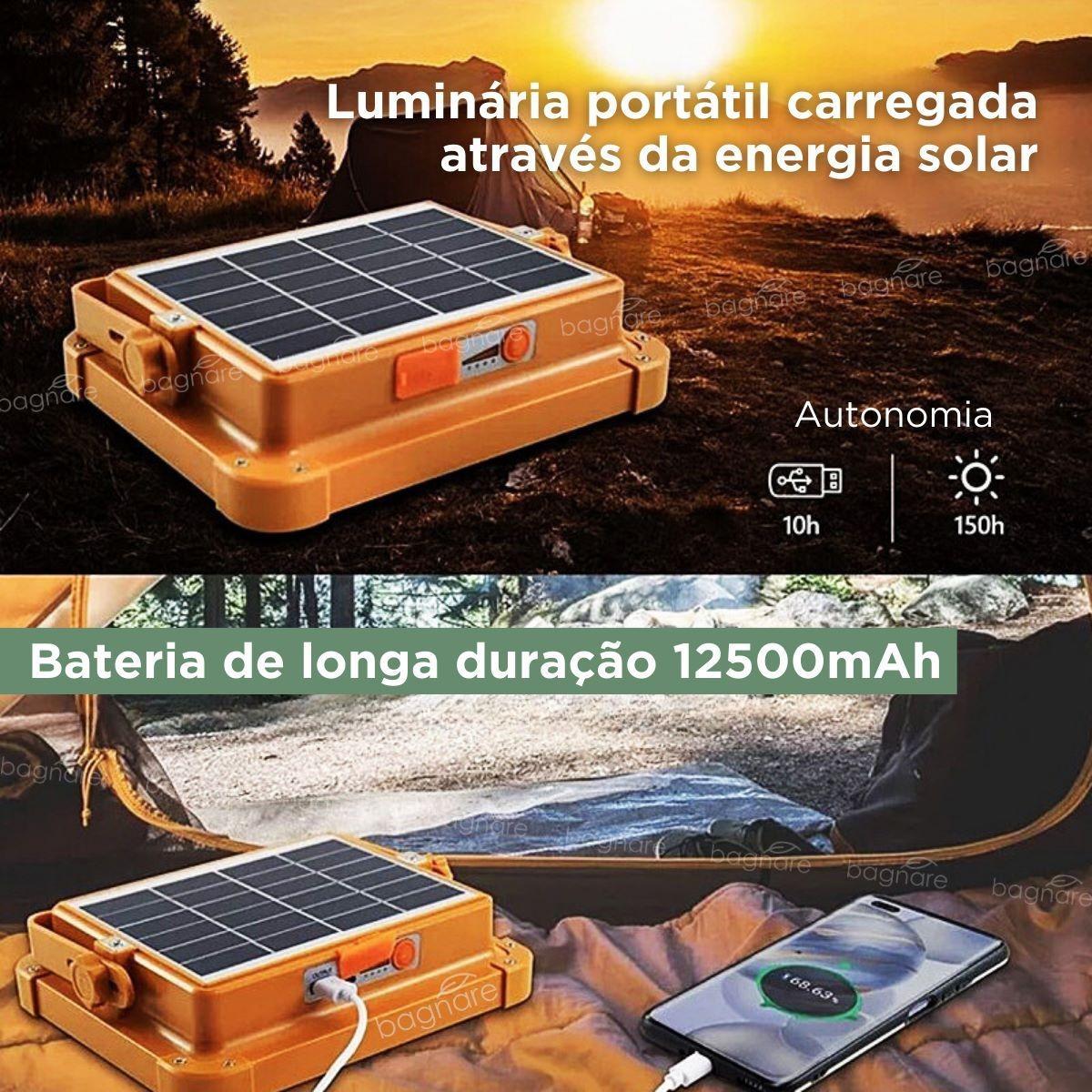 Lanterna Solar Led Prova Dágua Camping Recarregável Tática