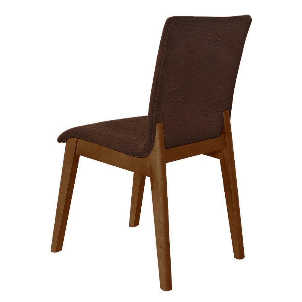 Miniatura Kit 6 Cadeiras De Jantar Luxo Diamante Estofadas Em Couro Pu Caramelo Base Madeira Maciça Imbuia