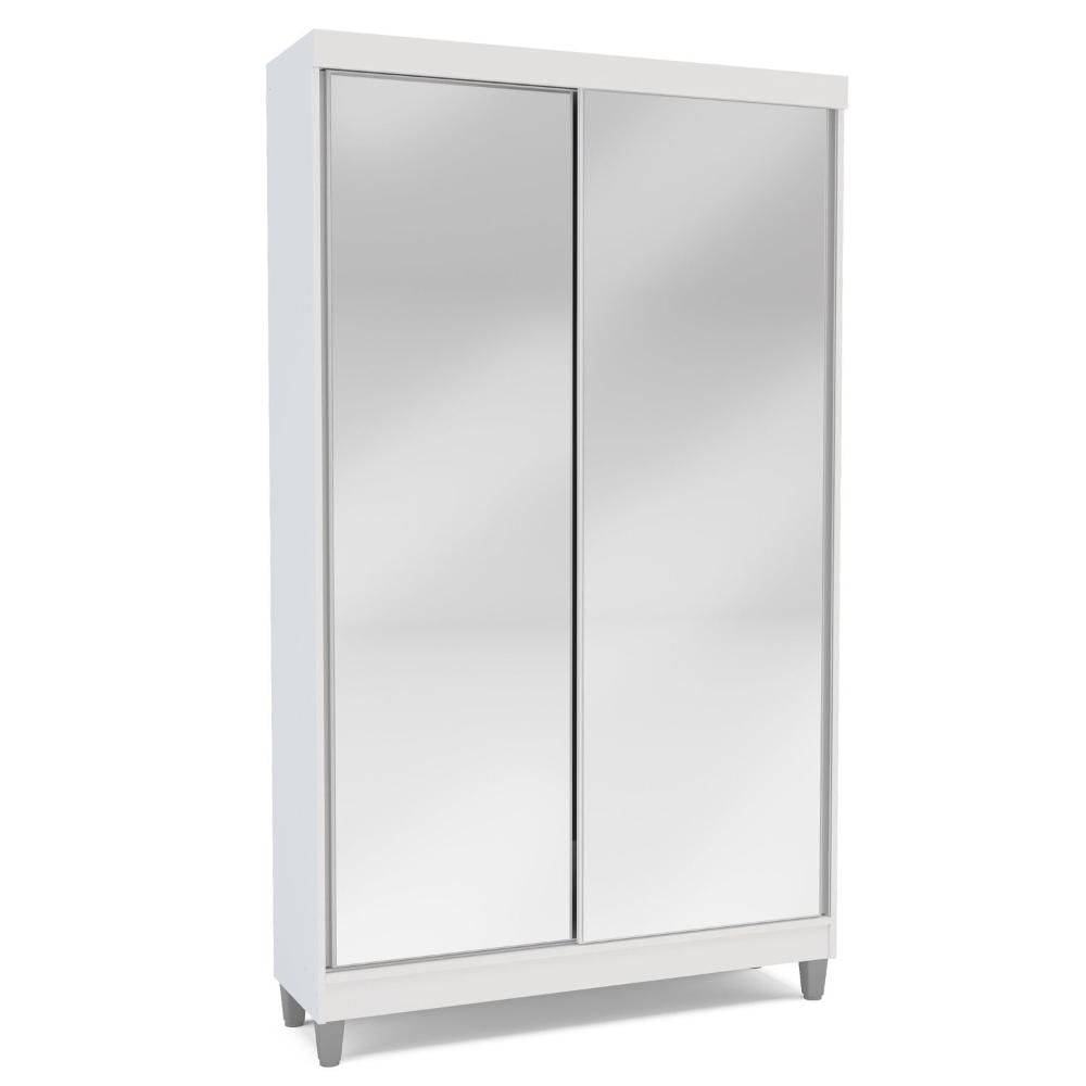 Miniatura Sapateira 2 Portas de Correr com Espelho e 20 Prateleiras Ajustáveis Diamante Yescasa Branco