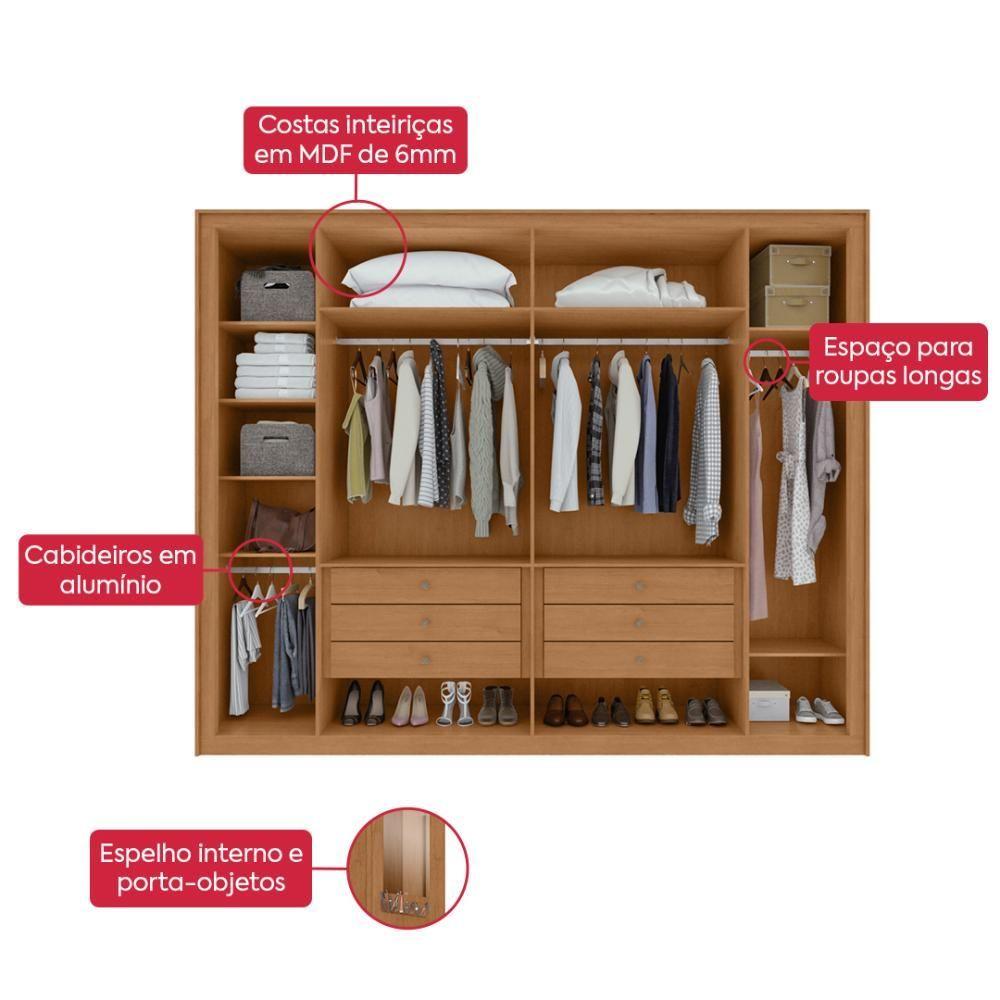 Guarda Roupa 6 Portas Easy Space Amendoa Clean/off White
