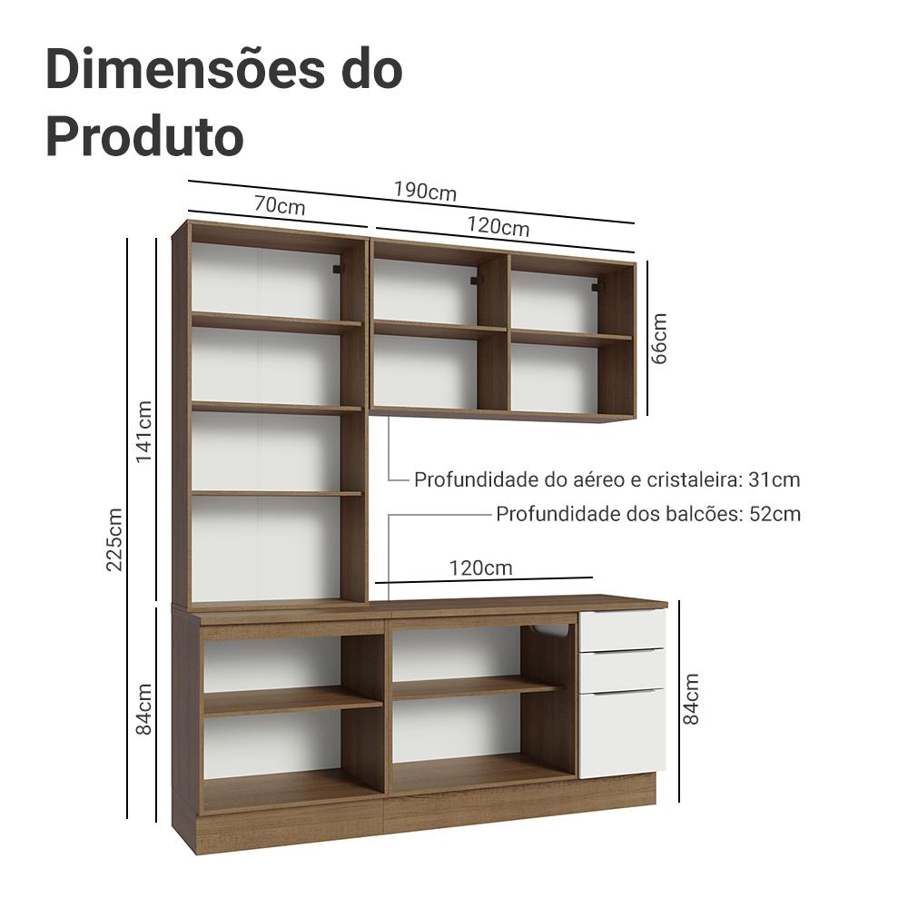 Miniatura Armário de Cozinha Compacta 190cm Rustic/Branco Stella Madesa 03 Rustic/Branco