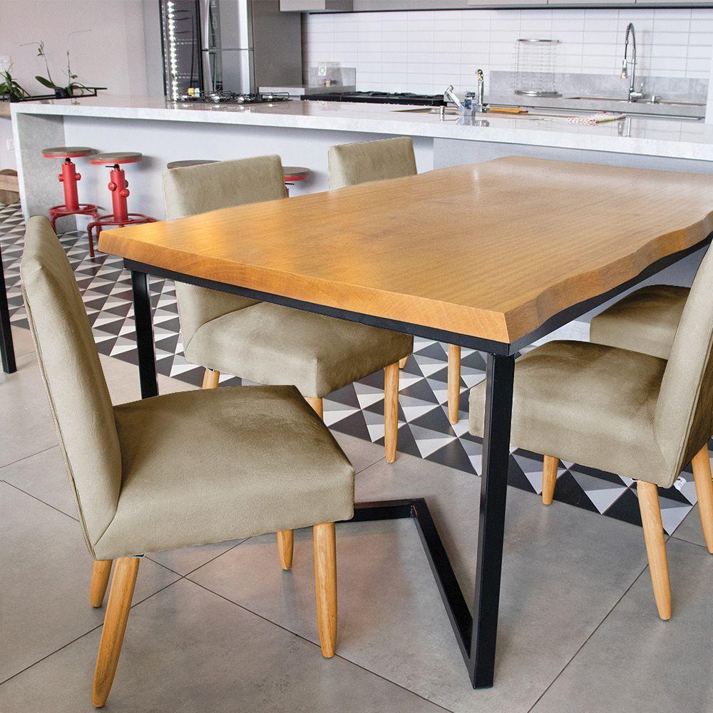 Kit 4 Cadeiras De Jantar Carol Suede Marrom Rato Pés Palito Castanho - D'rossi