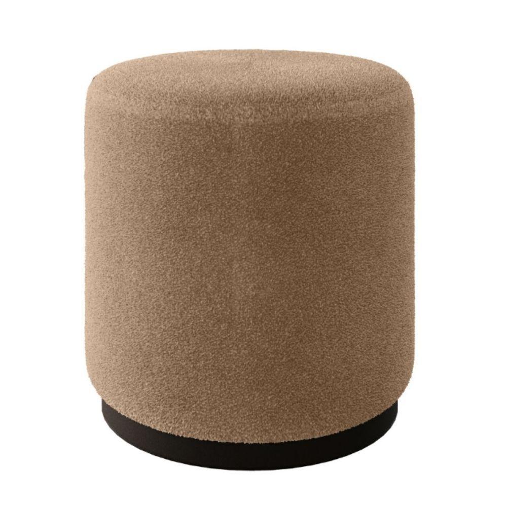 Miniatura Puff Decorativo Estofado Estilo Industrial Alasca Bouclé Bege