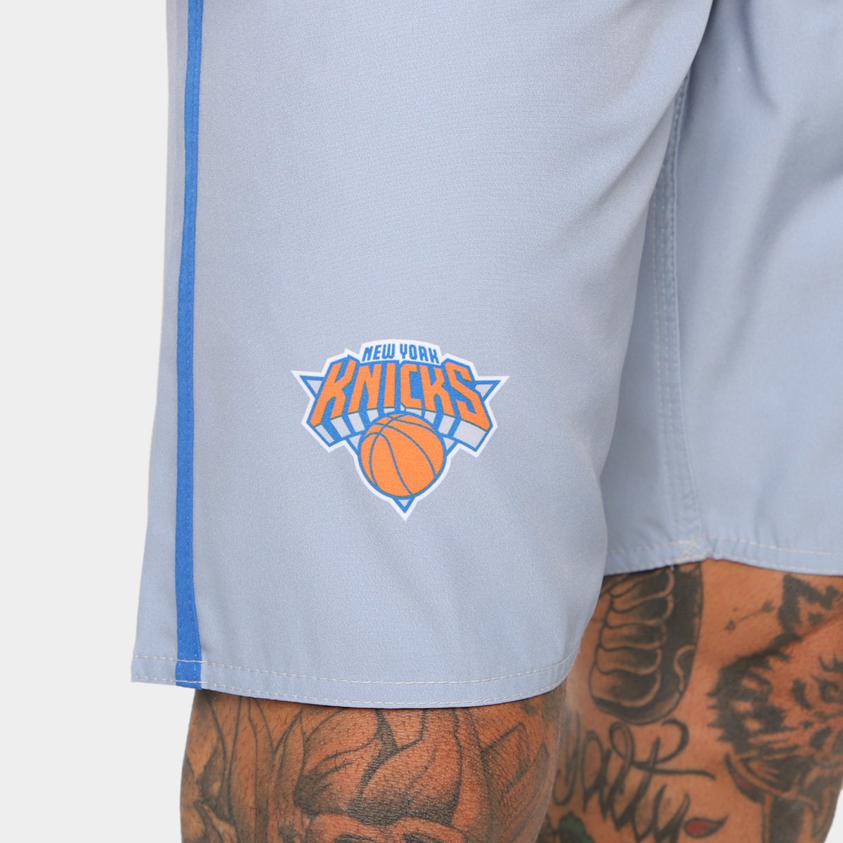 Miniatura Bermuda NBA New York Knicks Logo Team Masculina Azul Claro - 38
