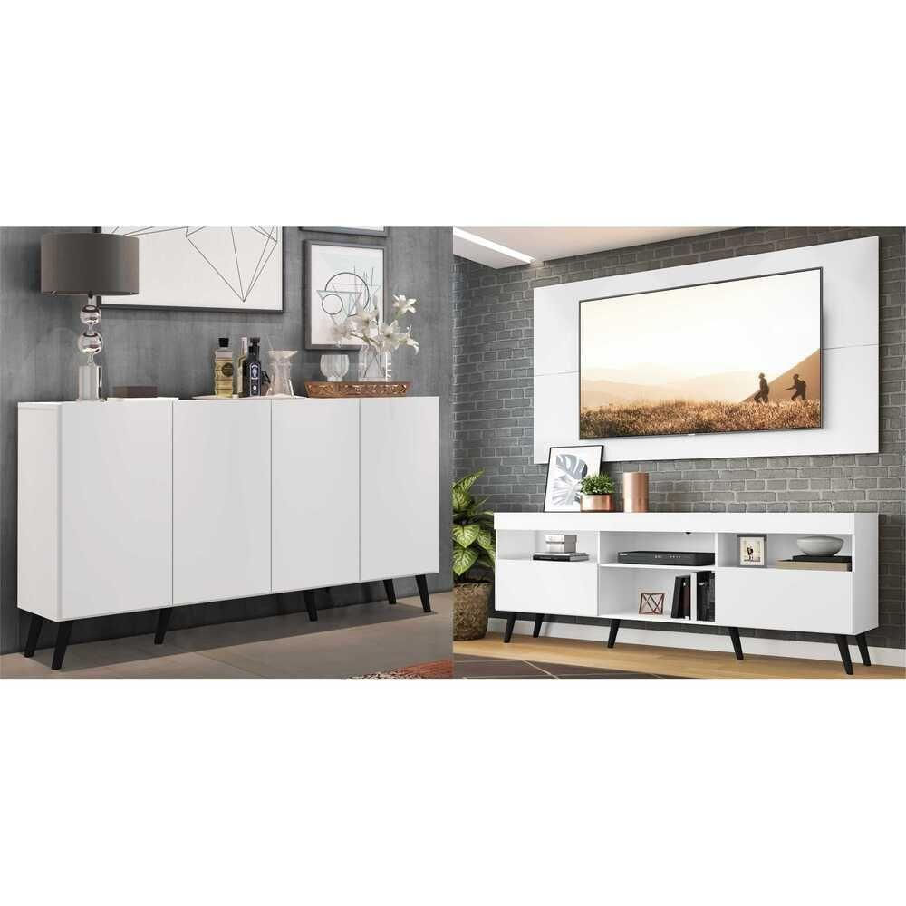 Miniatura Conjunto Sala De Estar Rack Painel Tv 65 e Aparador Retrô