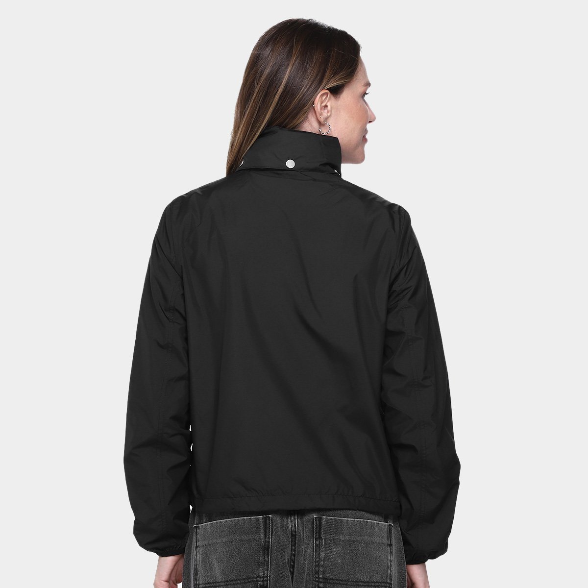 Miniatura Jaqueta Corta Vento com Capuz Facinelli Cargo Feminina Preto - G