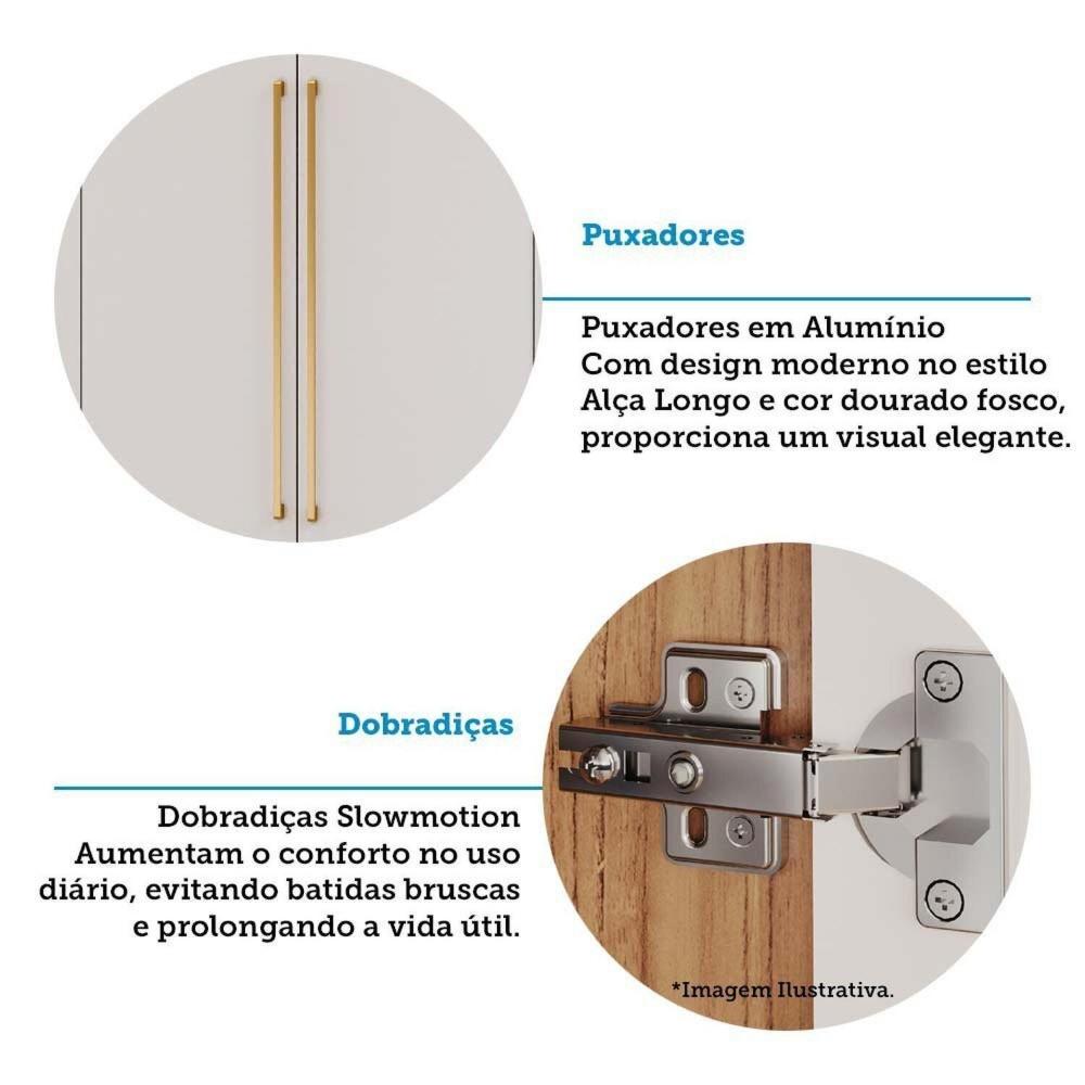 Guarda-roupa Casal 240cm 6 Portas 6 Gavetas Espelho Interno Giratório 100% Mdf Turim Espresso Móveis Branco