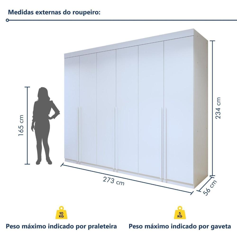 Guarda-roupa 6 Portas 100% Mdf Versatil Branco