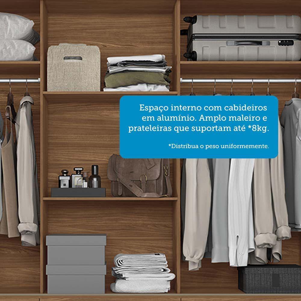 Guarda-roupa Casal 194,40 3 Portas 9 Gavetas Com Espelho Dante Estilo Mm Jatoba/grafitte