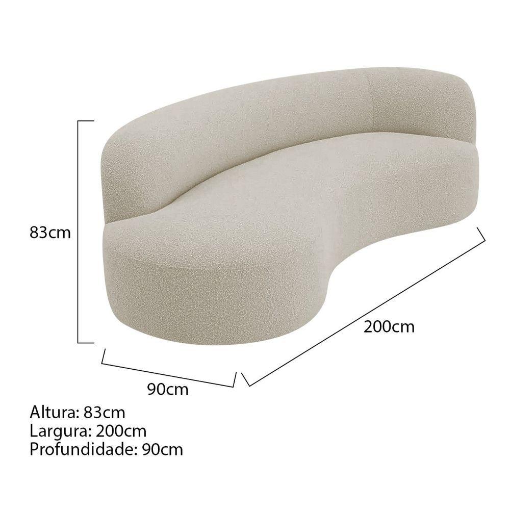 Divã Recamier Orgânico Tokyo 200cm Lado Esquerdo Linho Cinza