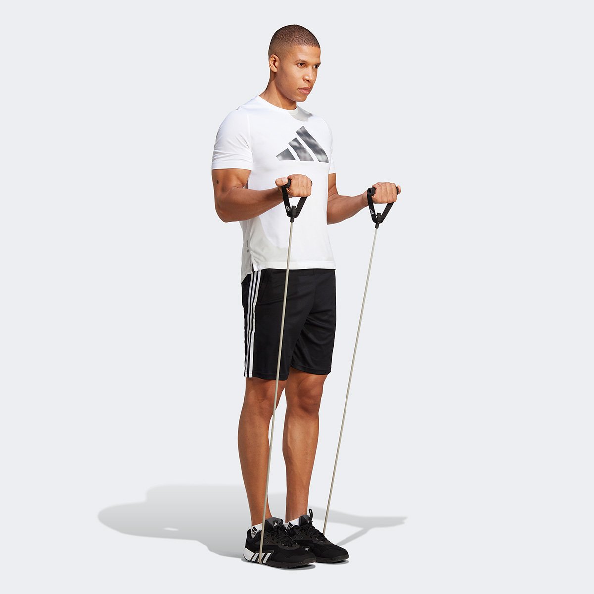 Miniatura Short Adidas Essentials 3 Listras Masculino Preto - P