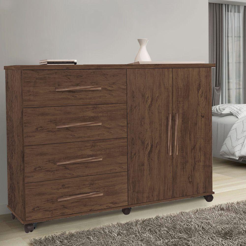 Miniatura Cômoda Bali Com 2 Portas E 4 Gavetas Primus Móveis Amêndoa