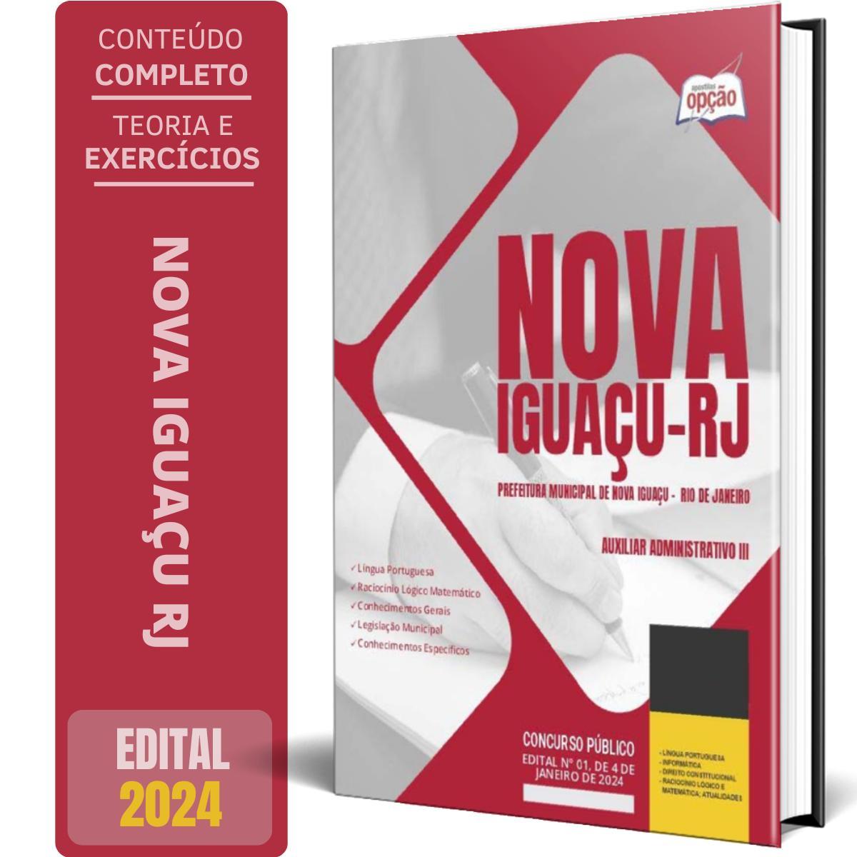 Miniatura Apostila Prefeitura Nova Iguaçu Rj 2024 Auxiliar