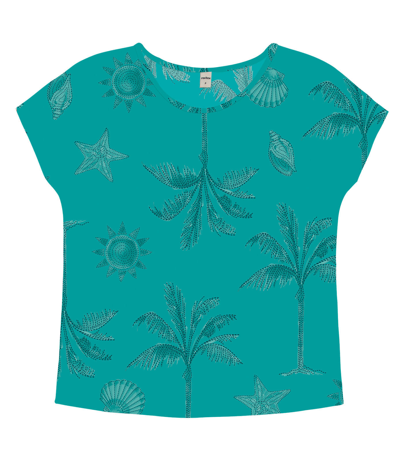 Blusa Feminina Estampada Decote Redondo Rovitex Verde G