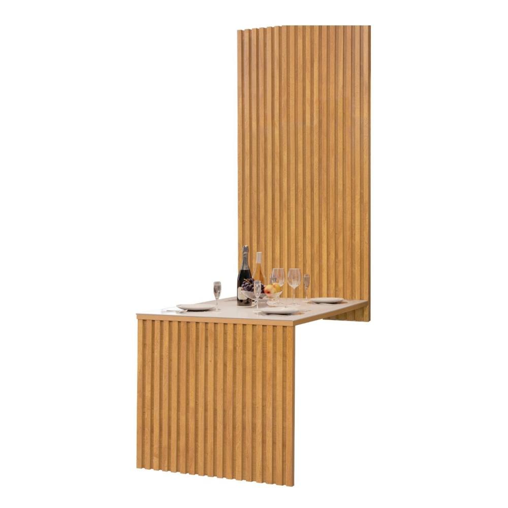 Conjunto Mesa Bella Ripada 120cm com 4 Cadeiras Arizona Tampo Bella com Vidro Cinamomo/Off White/Veludo Bege Claro