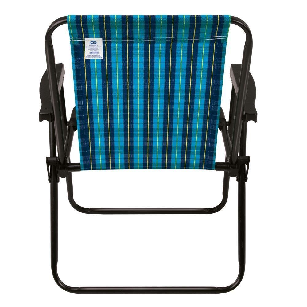 Cadeira De Praia Varanda Xadrez Em Aço 110 Kg Cores Mor Cor:azul Azul