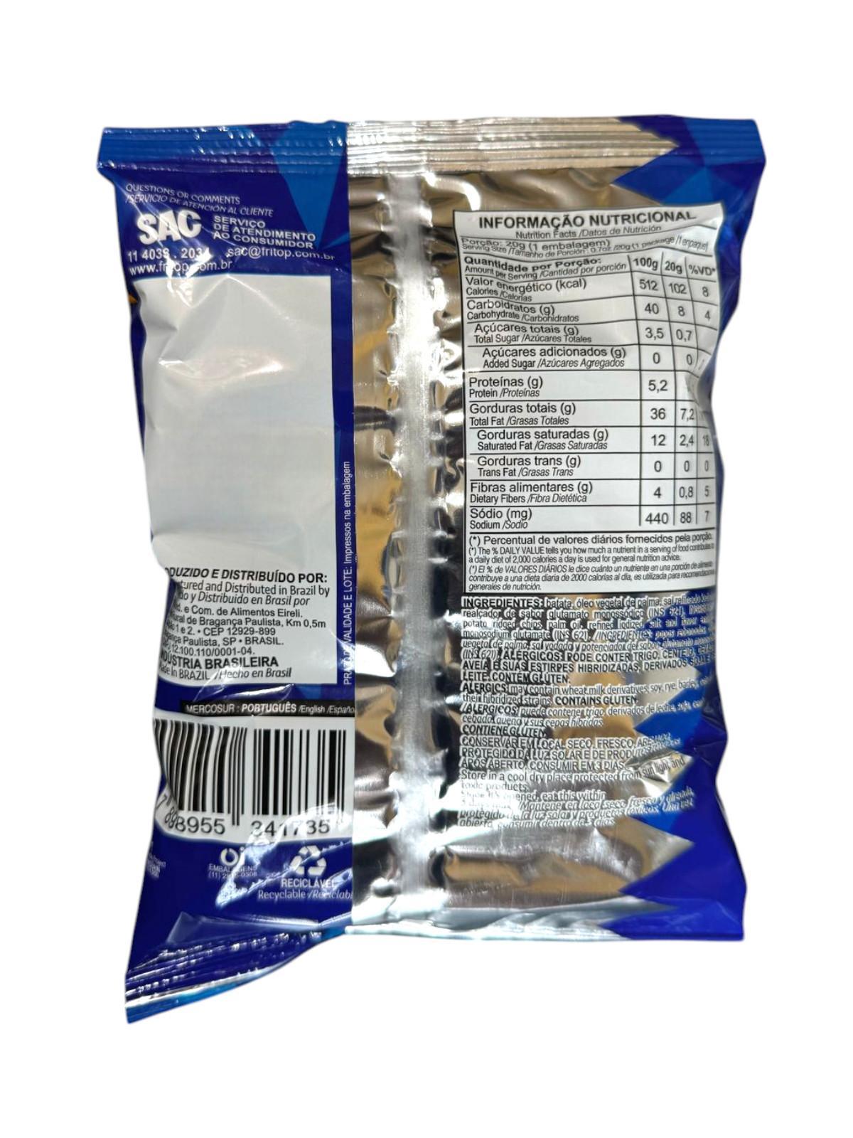 Kit 30 Mini Batata Chips Fritop Tradicional Salgadinho 20G
