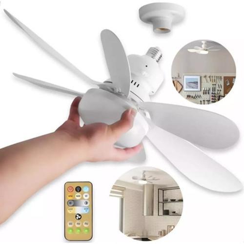 Miniatura Super Ventilador Teto Bocal E27 Luminária Led Mais Controle