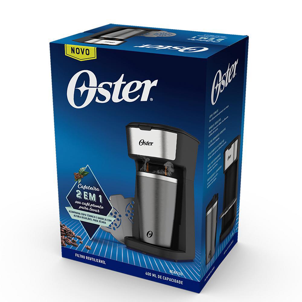 Miniatura Cafeteira Oster 2Day Inox 2 Em 1 Copo Térmico Ocaf200 220V