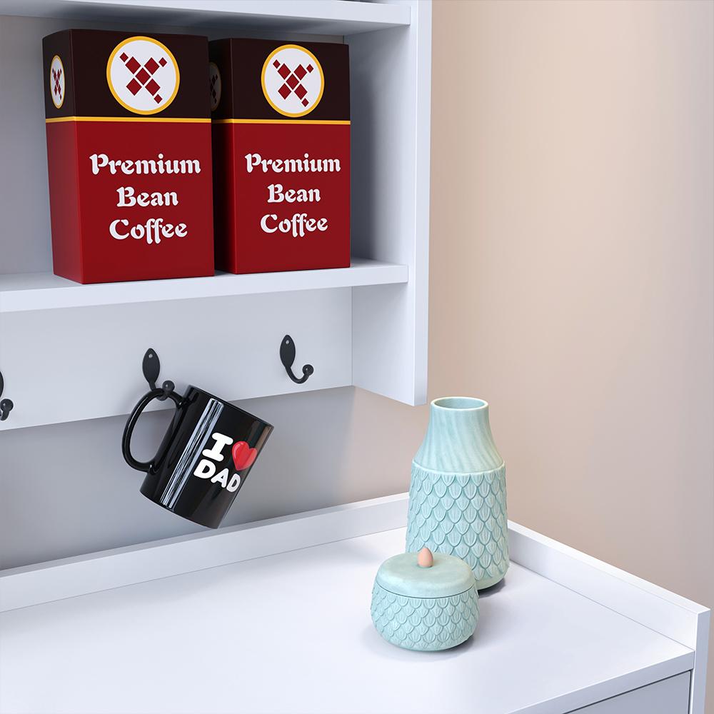 Miniatura Kit Aparador Buffet Organizador Prateleira Interna Truzzi Armário Parede Porta Condimentos Cozinha Amélia - Branco - RPM Móveis