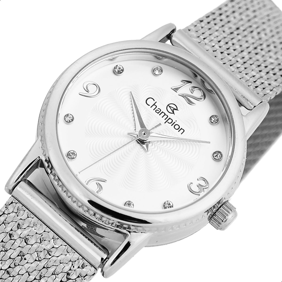 Relógio Feminino Champion Texturizado Mini Prata CF24091Q + Colar e Brincos
