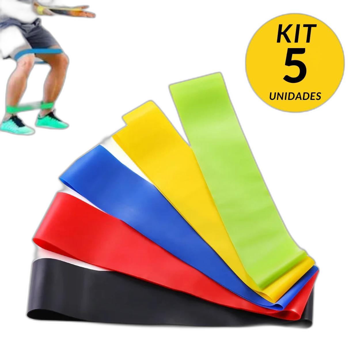 Miniatura Kit 5 Faixa Elastica Treino Ginastica Pilates E Fisioterapia