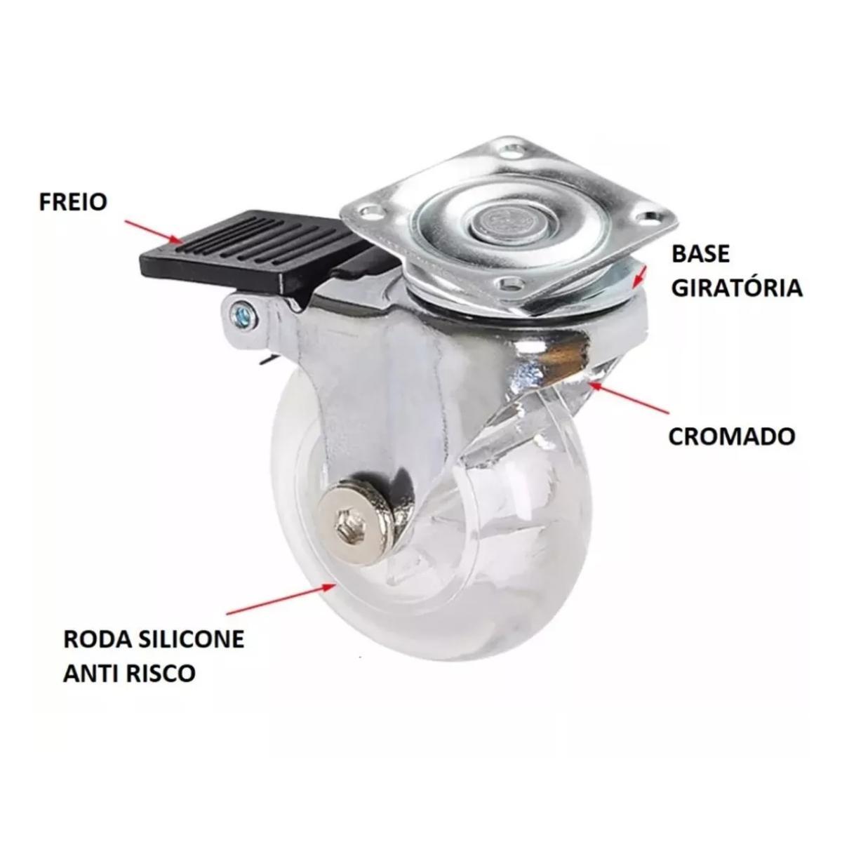 Miniatura Kit 50 Rodízio Giratório Gel Rodinha Silicone 35Mm Parafusos