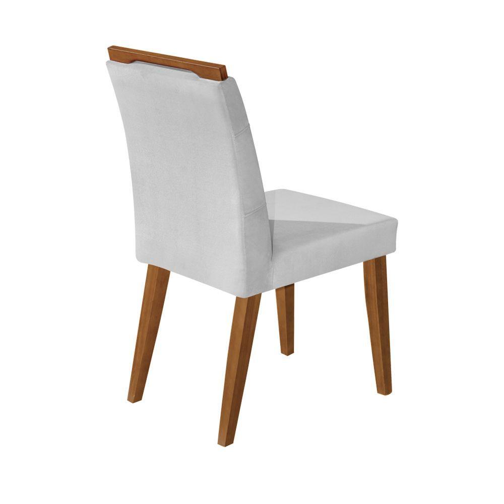Miniatura Cadeira Jantar Agatá Estofada Linho Cinza Com Alça Madeira Maciça Imbuia - Cor: Cinza