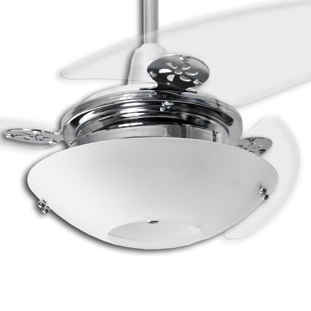 Miniatura Ventilador Teto Controle Remoto Onix Redondo Cromado - 220V