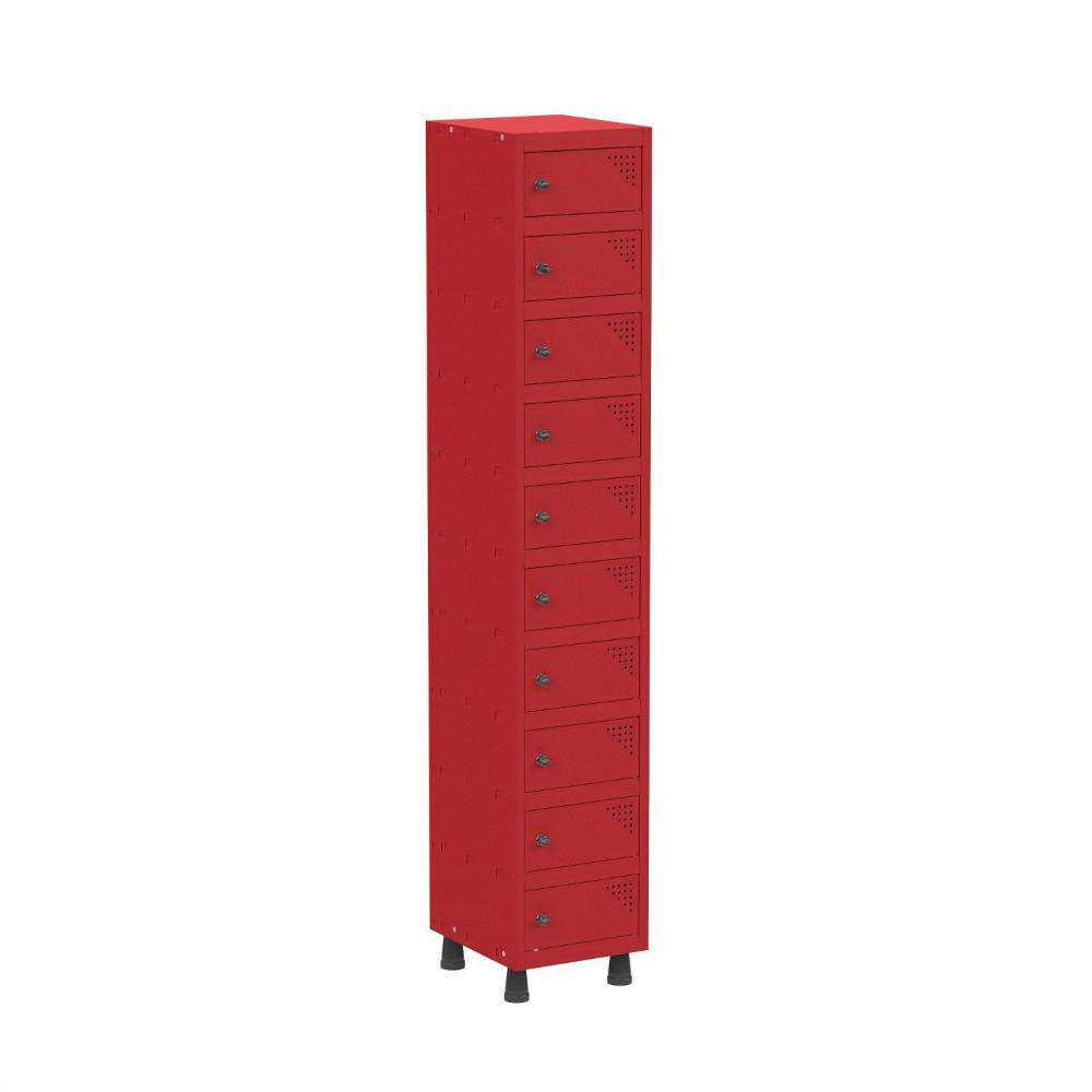 Miniatura Armario Porta Objeto 10 Portas Aço APOP 501/10 Vermelho