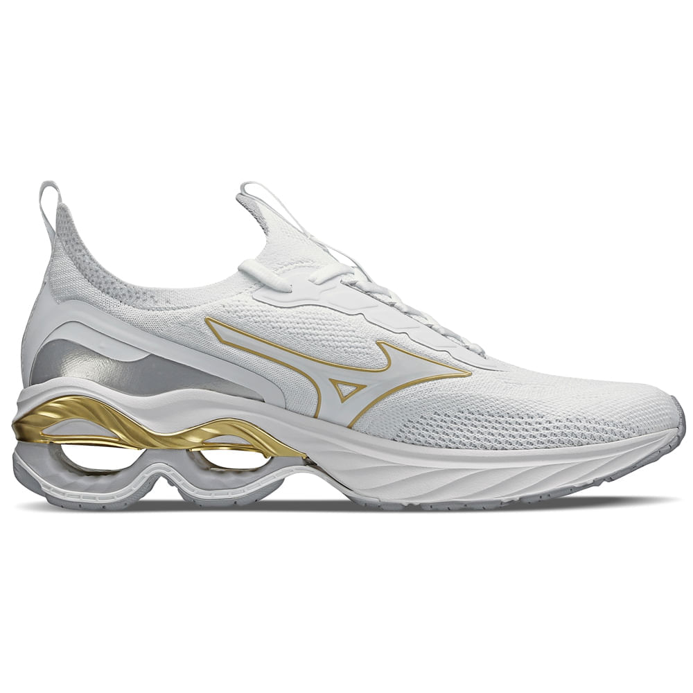 Miniatura Tênis de Corrida Unissex Mizuno Wave Invictus 4 Branco - 34