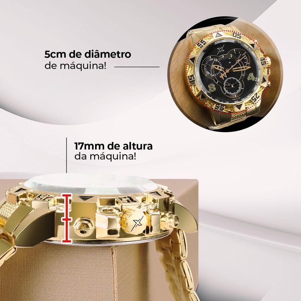 Relogio Masculino Dourado Oculos Proteção Uv Casual Social