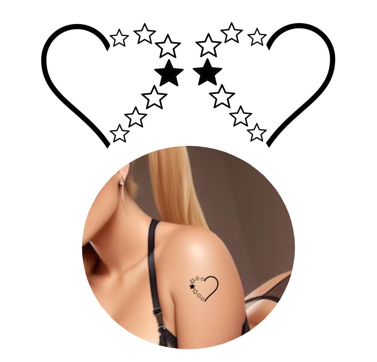 Miniatura Tatuagem Temporária Coração E Estrelas