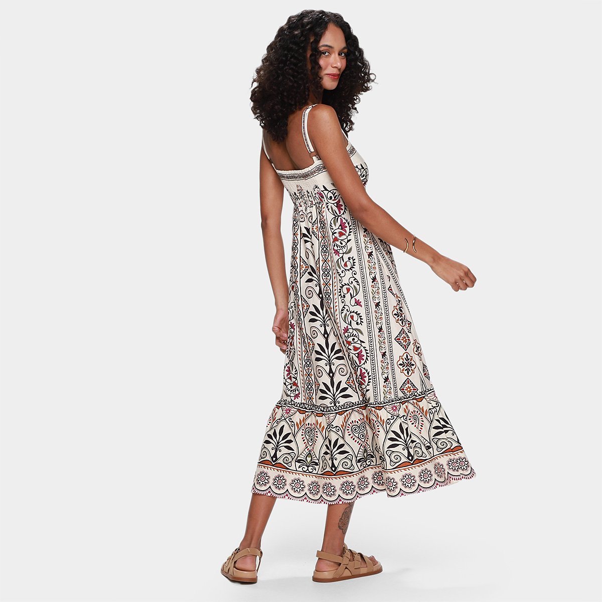 Miniatura Vestido Midi Farm Adriele Bege - G