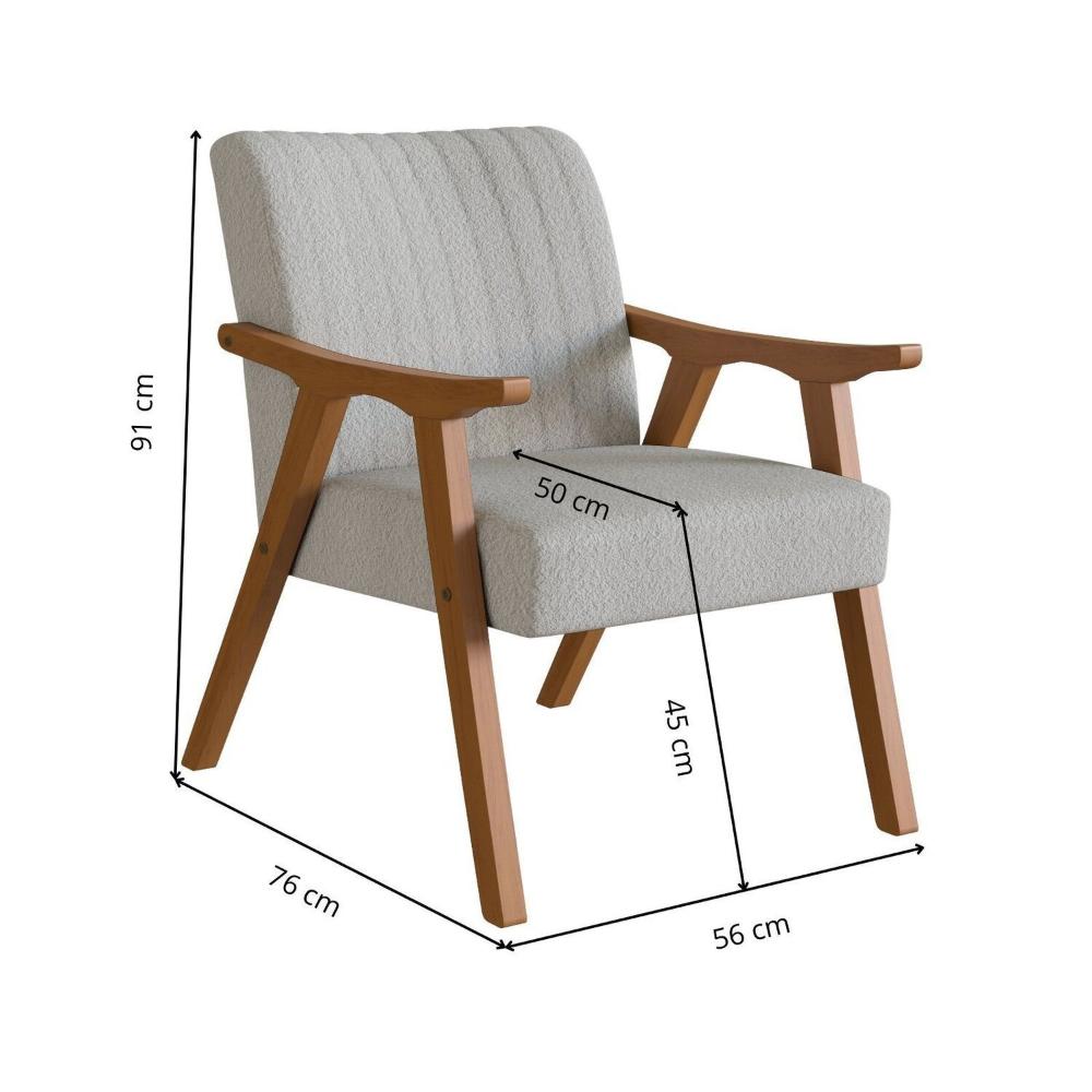 Miniatura Poltrona Decorativa em Tecido Boucle 236 Ref 560 Espresso Móveis Imbuia / Cinza