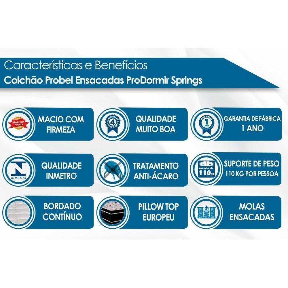 Miniatura Colchão Queen Molas Ensacadas Springs Luxo Euro Pillow Gray (158x198x28)