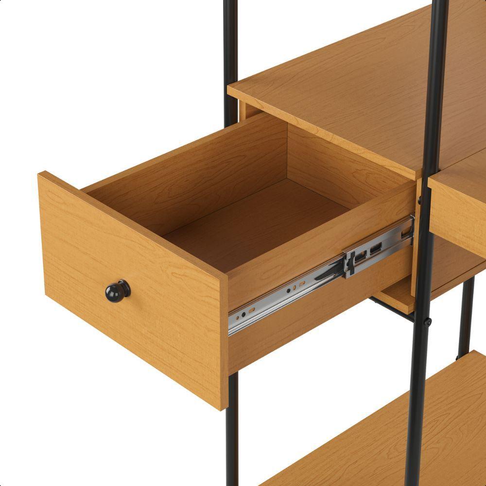 Mesa Escrivaninha Industrial Escritório Com Prateleira Lateral Criare