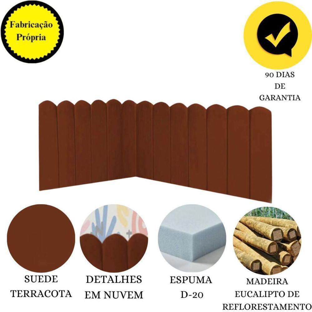 Miniatura Cabeceira Painel Cama Casal Box Nuvem Suede Sandy 140 Cm Cor:terracota