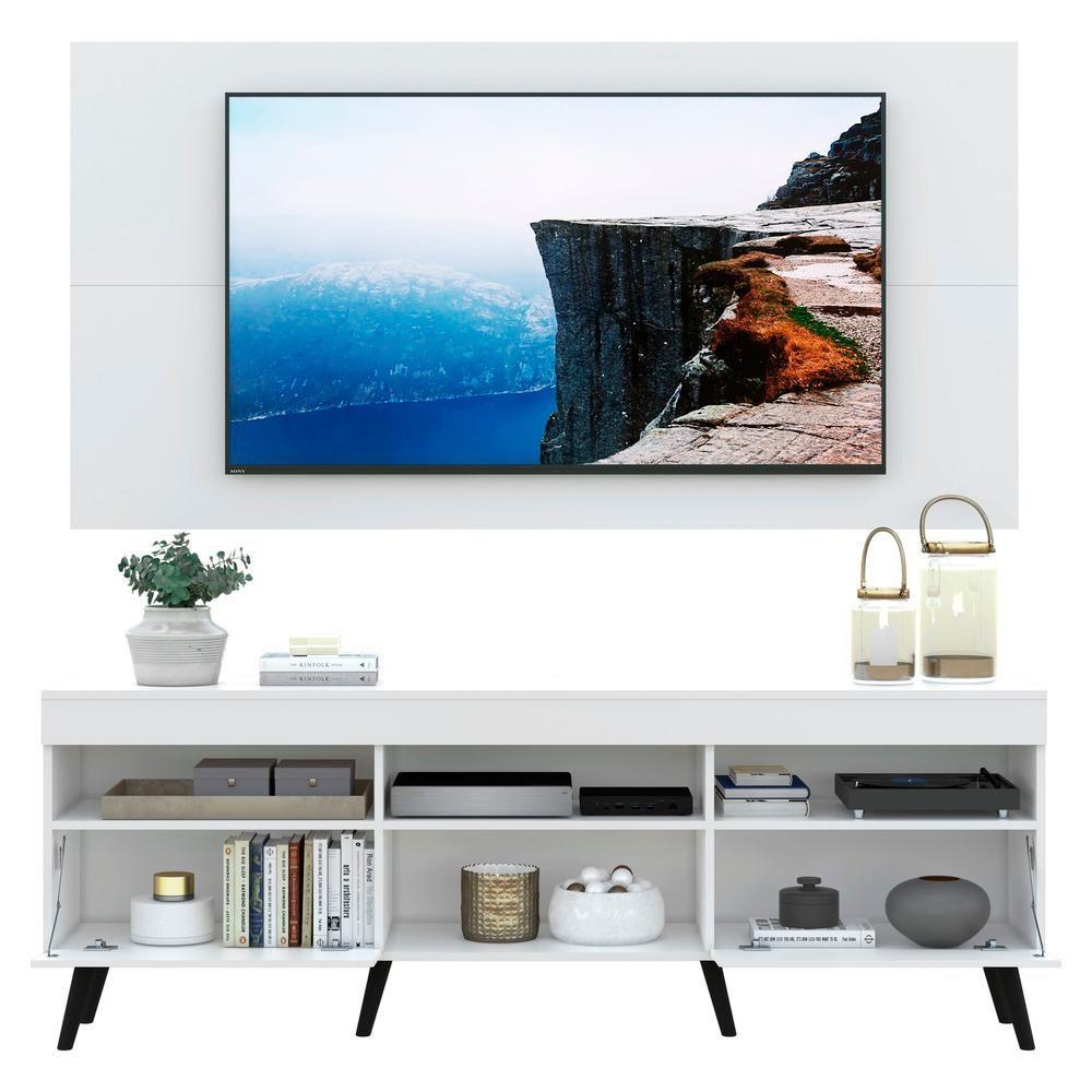 Miniatura Rack com Painel Tv até 65" Pés Retrô 2 Portas Multimóveis