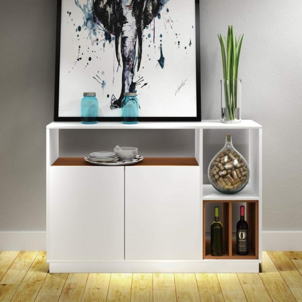 Conjunto Rack para TV até 48 Polegadas 2 Portas e Aparador 2 Portas Folhas Outono Estilare Branco